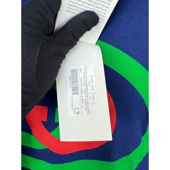 NWT Gucci Oversized Cotton Oval Interlocking GG Logo Blue T-Shirt size L - Picture 14 of 16